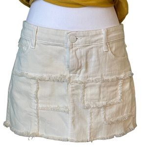 David Kahn White Denim Mini Skirt, 27, White